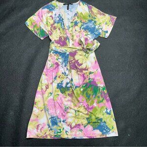 Short Sleeve Wrap Midi Dress Size Small